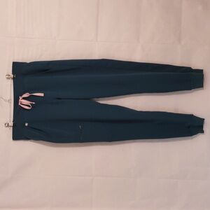 Figs Women's Pants in Teal with Pink Drawstring